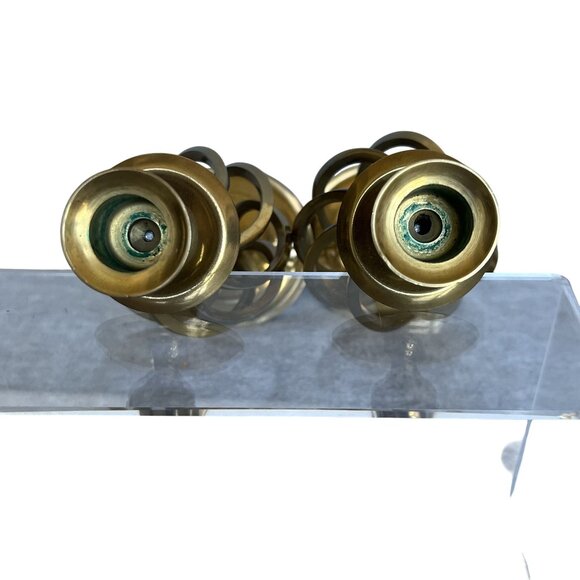 Vintage Brass Heavy 11" Pair Spiral Twist Cyclone Style Victorian Candle Holder - Picture 11 of 12